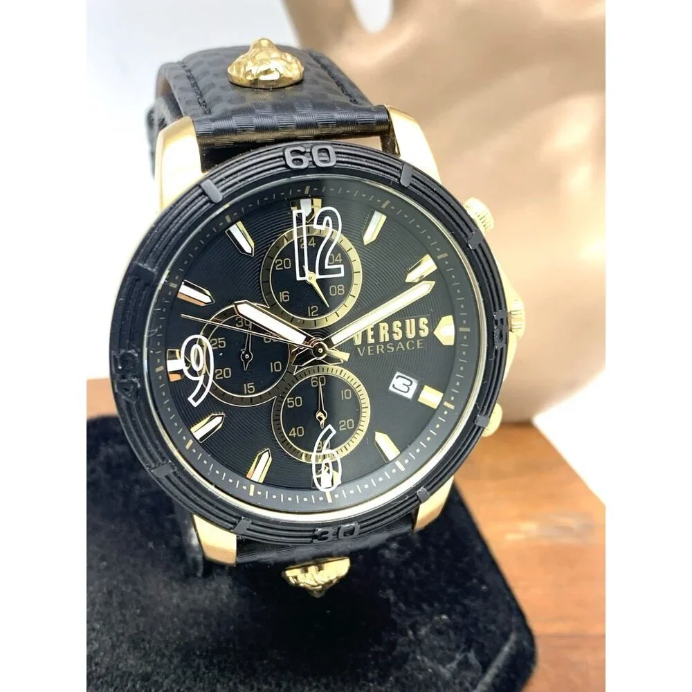 Versus by Versace Men's Watch VSPHJ1321 Quartz Chronograph Leather Band 46mm